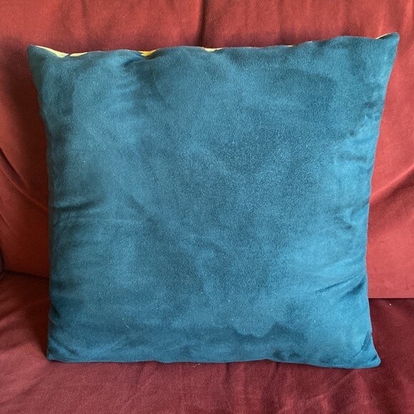 Moroccan BoHo vibe 15 in.² pillow woven pattern front solid dark blue in back - Picture 5 of 6